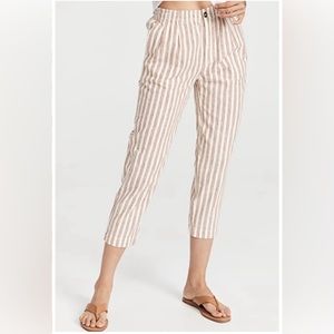 Madewell Size XS Linen Tapered Crop Striped Pants